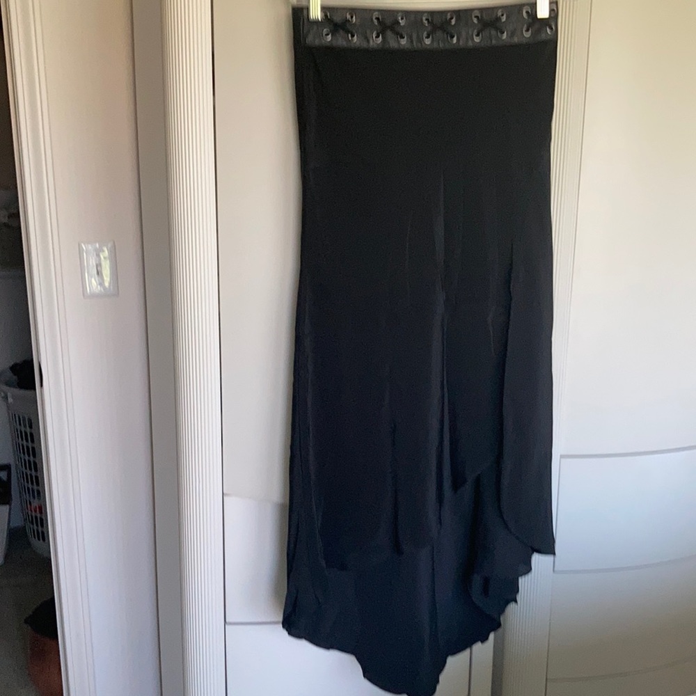 Piazza Sempione Silk skirt with leather trim